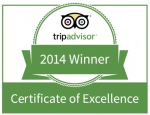 TripAdvisor certificate of excellence 2014