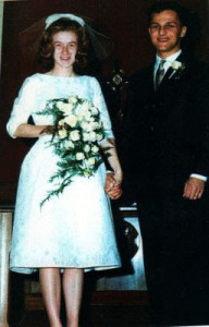 Old photo of Gina and John Binder of Melville, bride and groom.s love story