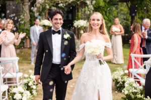 Martyna and Jesse walking down the aisle